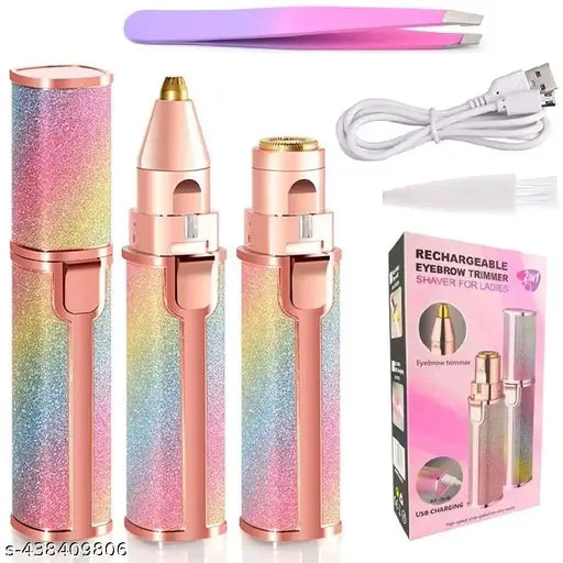 2-in-1 Rechargeable Eyebrow & Facial Hair Trimmer for Women – Painless & Portable