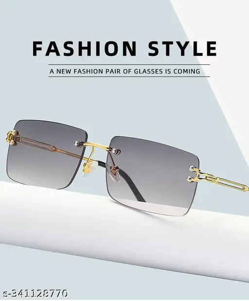 UV Protection Black Rectangular Sunglasses for Men & Women