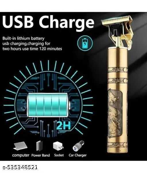 T9 Professional Cordless Hair & Beard Trimmer – Gold (Rechargeable, Waterproof) Unisex | Premium Design | High-Performance |