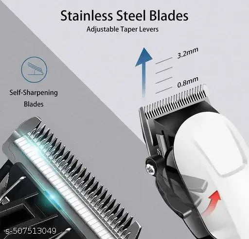 KM-809A Professional Hair Clipper – Corded Rechargeable Electric Trimmer (White) Digital Display | Heavy-Duty Motor | Precision Hair Cutting Kit