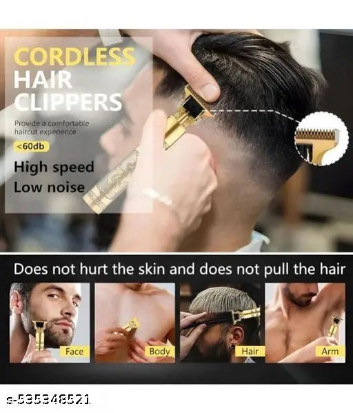 T9 Professional Cordless Hair & Beard Trimmer – Gold (Rechargeable, Waterproof) Unisex | Premium Design | High-Performance |