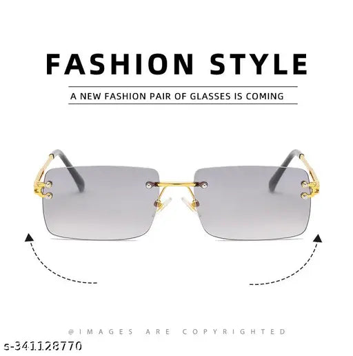 UV Protection Black Rectangular Sunglasses for Men & Women