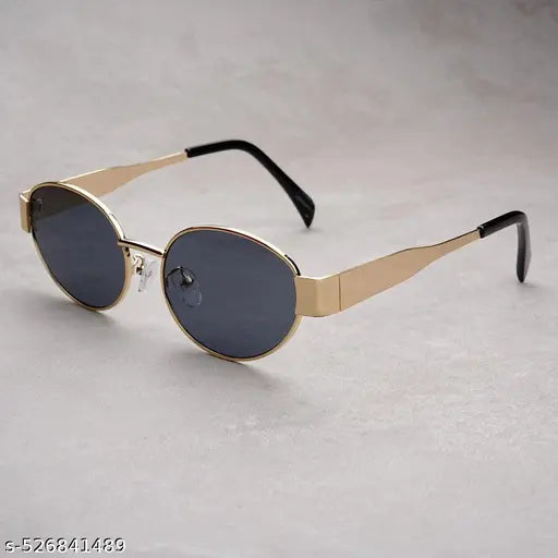 Eyeden's Trendy & Fashionable UV 400 Protected Oval Sunglasses (Free Size) For Women's (Gold & Black)