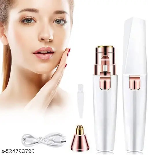 V2 New 4-in-1 Rechargeable Facial Hair Removal Trimmer for Men & Women | Eyebrow, Nose, Ear, and Upper Lip Hair Remover | Painless Electric Razor & Epilator