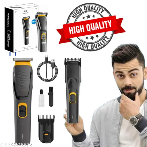 Professional Cordless Hair & Beard Trimmer – High Precision Grooming Kit (Black & Yellow) Rechargeable | USB Charging | High Quality | For Men