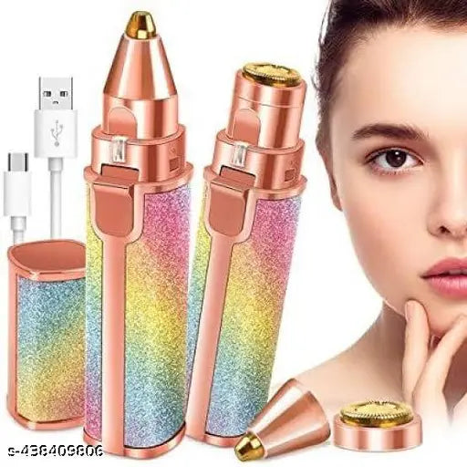 2-in-1 Rechargeable Eyebrow & Facial Hair Trimmer for Women – Painless & Portable