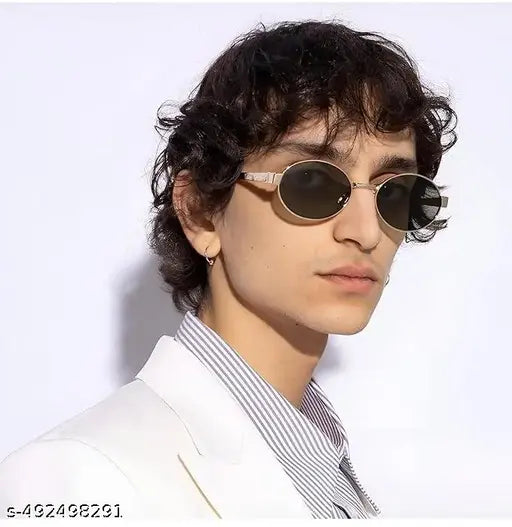 A LUINS Unisex Retro Oval Sunglasses | UV 400 Protection | Stylish & Durable Metal Frame